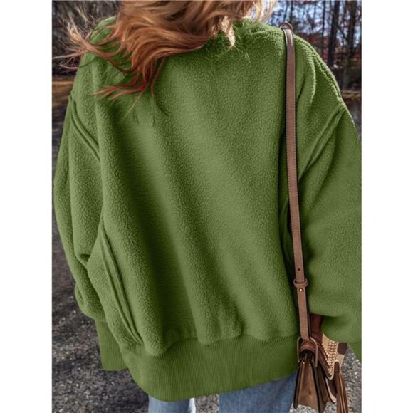 Round Neck Dropped Shoulder Sweatshirt - Picture 6 of 16